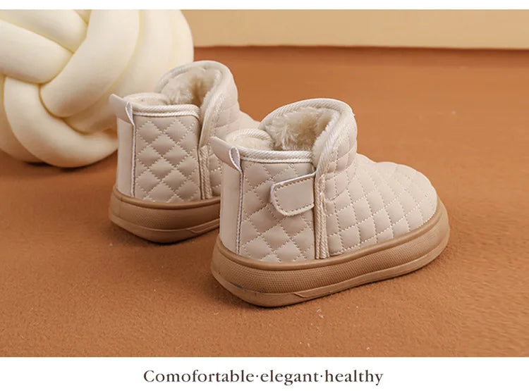 Winter Plush Boots For Children Soft Warm Velvet Snow Boots For Kids Anti-slippery Waterproof Boy's Girl's Winter Boots