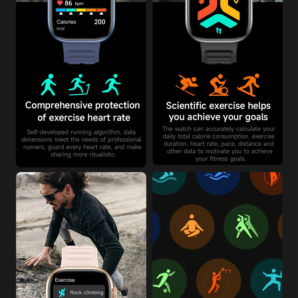 Smartwatch For Men Women Sports Call Smart Watch Fitness Tracker Heart Rate Monitor Custom Dial Watches Heart Rate Waterproof