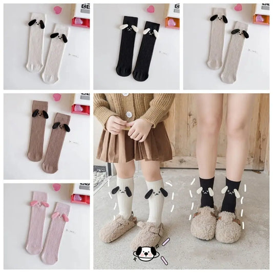 Medias para cachorros en 3D, calcetín de tubo medio, medias de algodón con dibujos animados, accesorios de tela de estilo coreano, calcetines para padres e hijos
