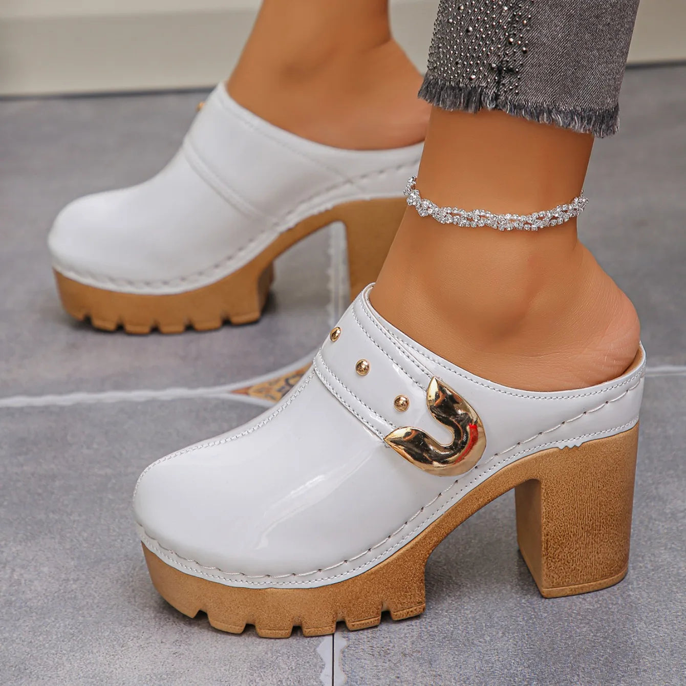 2025 Women Sandals Height Increase Summer Retro Shoes Women Fashion Thick Sole Mules Shoes Chunky Heels Platform Sandals Women