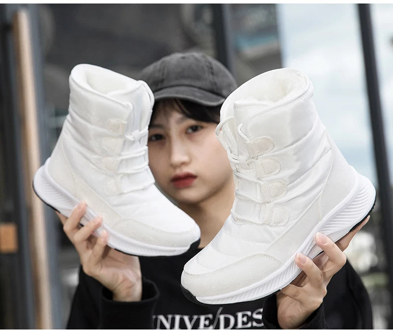 2023 Winter White Snow Boots Waterproof Non-slip Thicken Plush Warm Ankle Boots Women Shoes Botas Mujer Platform Shoes
