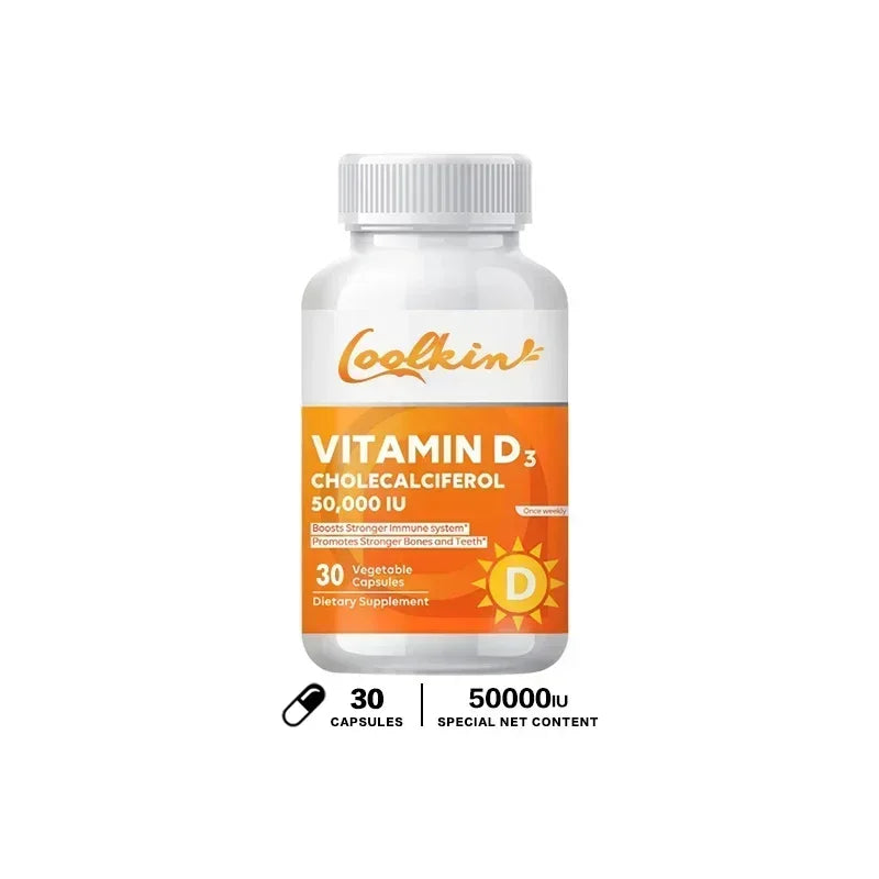 Vitamin D3 50000IU - Muscle Health, Strong Bones and Nervous System Health, Support Immune