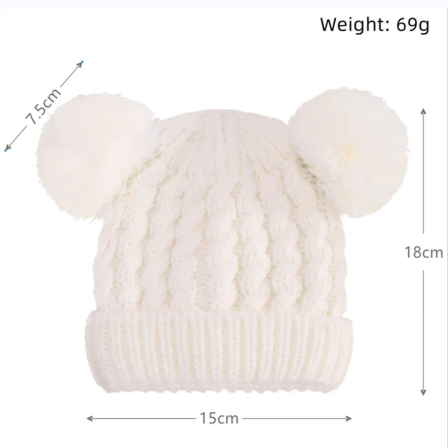 Gorro para bebé de otoño e invierno, gorro para niña, gorros de punto con pompones bonitos para niño, accesorios sólidos para recién nacidos, gorro para niño pequeño