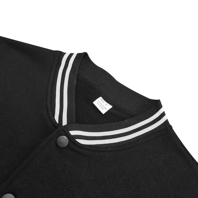 Men's baseball jacket autumn and winter fleece American solid color loose casual stand-up collar single-breasted flight jacket