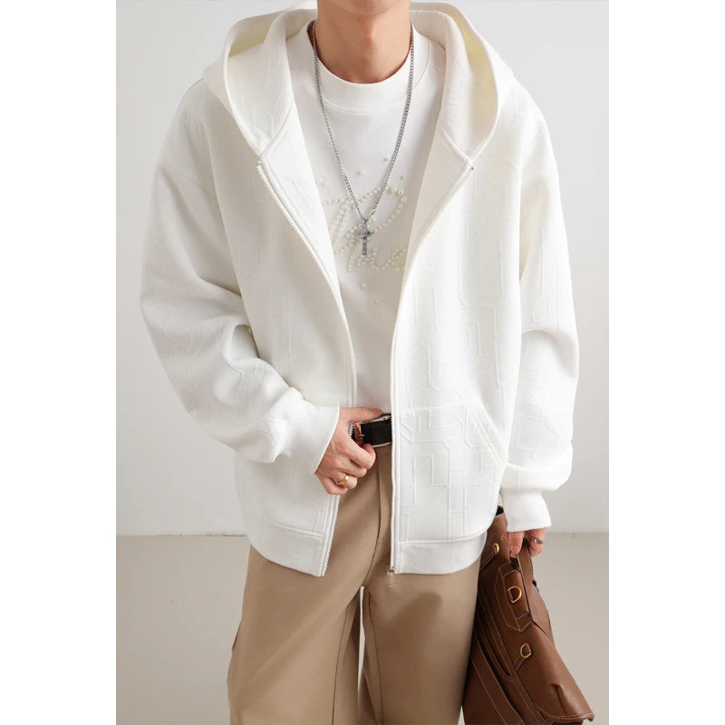 Jacket Mens 2025 Autumn New Hooded Jacket man Streetwear Trendy Outerwear Innovative Fabric Casual Coat Urban Style Lightweight