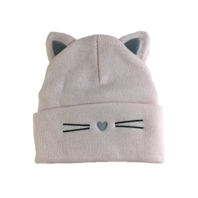Gorro de Otoño Invierno para niños pequeños, gorro de estilo europeo con adorable Animal y gato para niños pequeños, gorro elástico cálido para bebés de 1 a 5 años