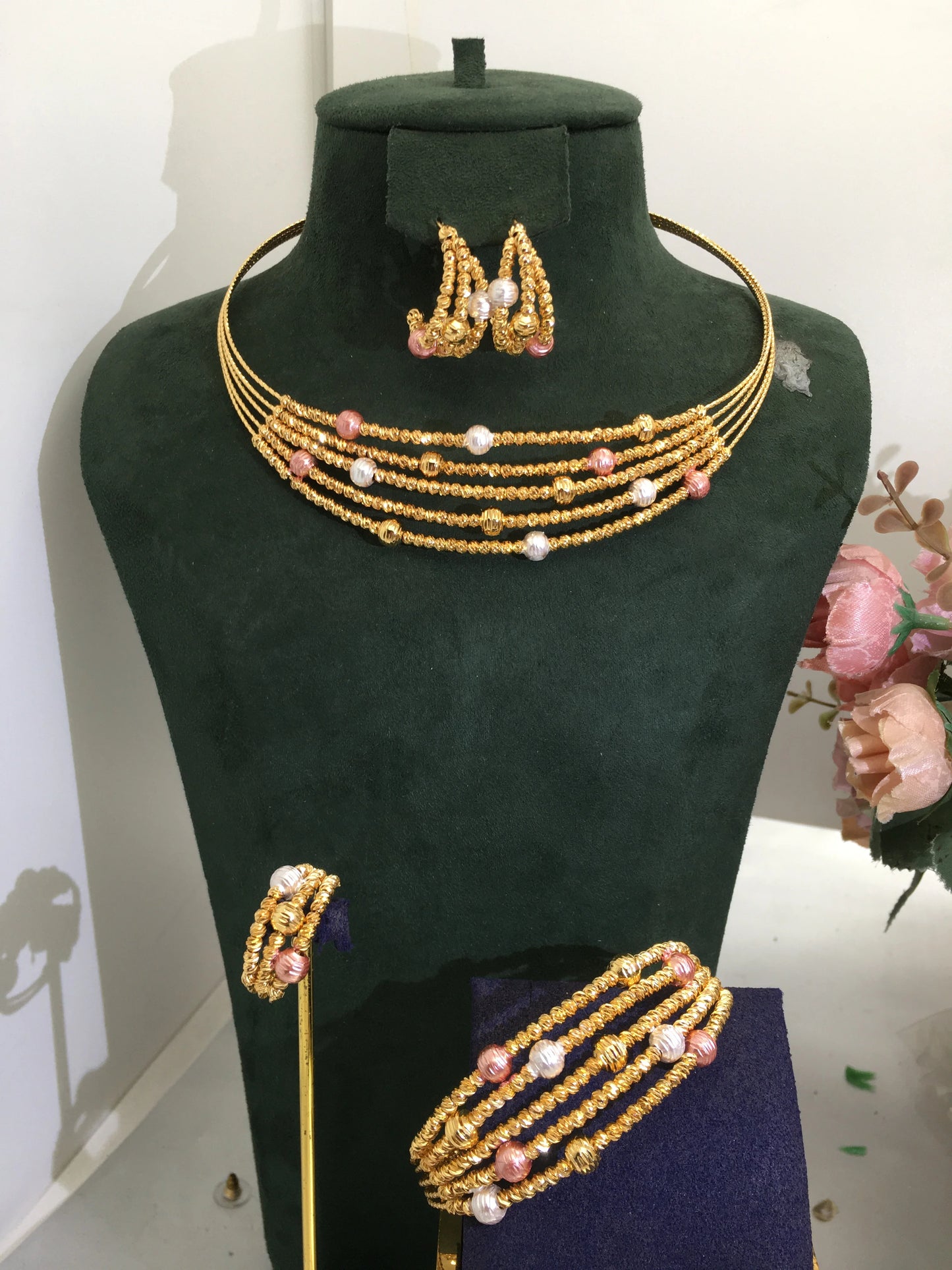 Jankelly  Trendy Fashion 4PCS Luxury Waterdrop Indian Jewelry Sets For Women Wedding Party Indian Dubai Bridal jewelry Sets