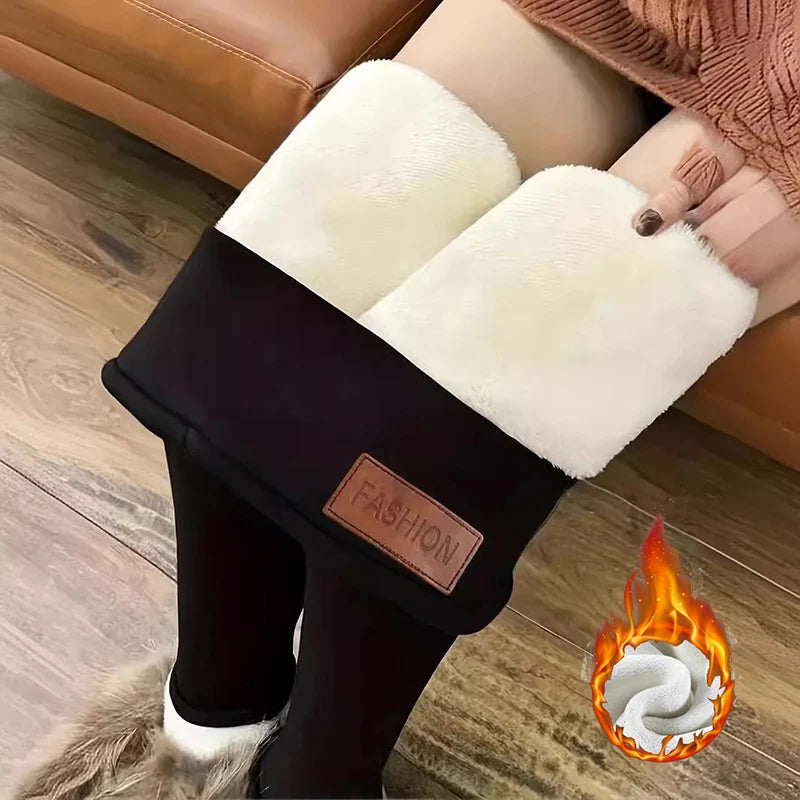 Winter Women Skinny Fleece Thermal Leggings Girls Snow Warm High Waist Plush Trousers Lady Classic Daily Thin Pants