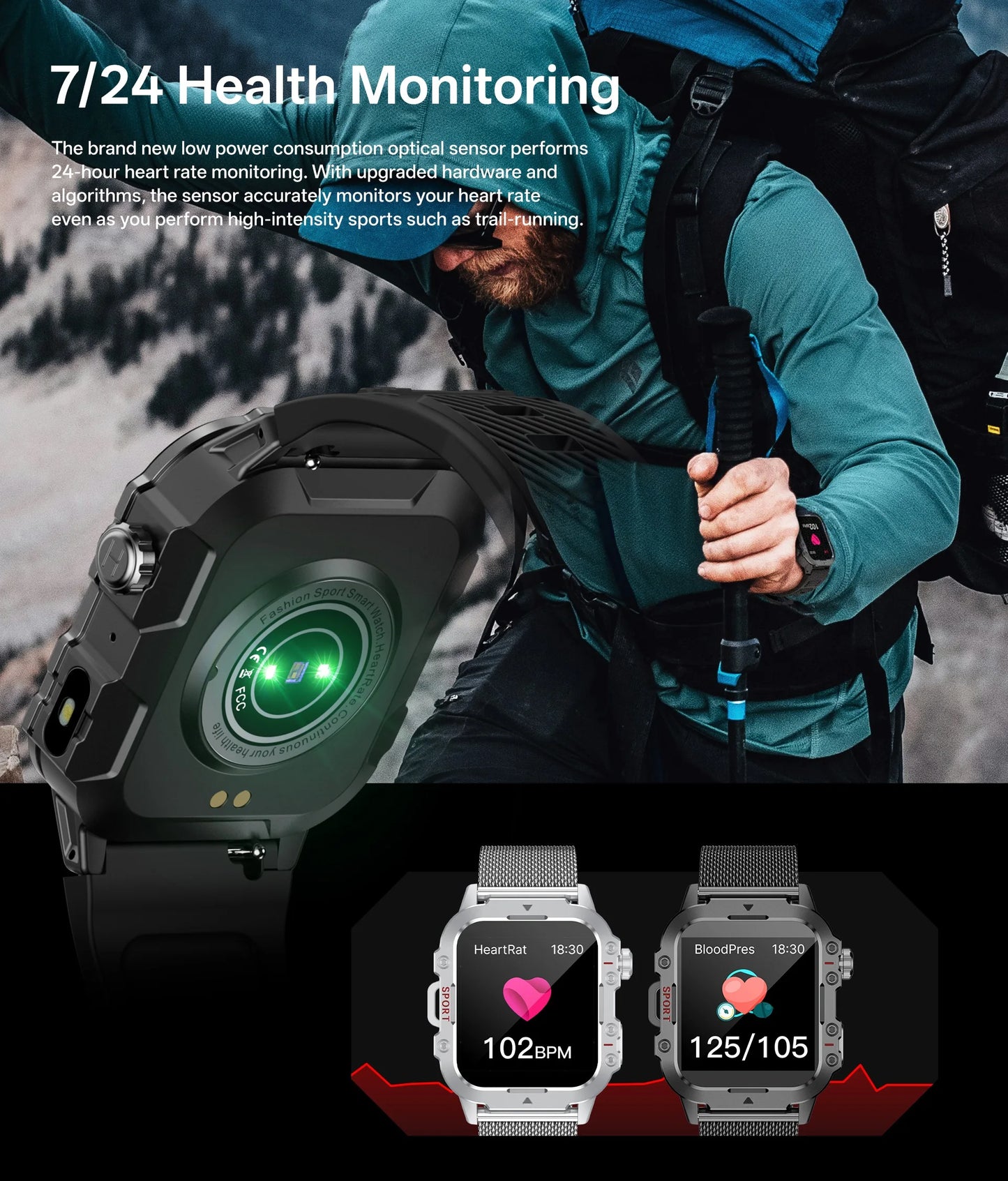 2026 New Military Smart Watch Men IP67 3ATM Outdoor Sports Fitness Tracker Health Monitor 1.44Inch BT Call Smartwatch