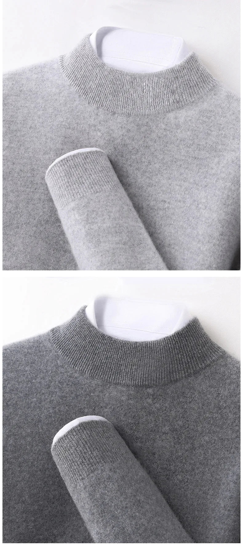 100% Pure Cashmere Men's Sweater Half High Neck Pullover Youth Business Casual Long Sleeve Jumper Spring/Autumn High-End Jacket