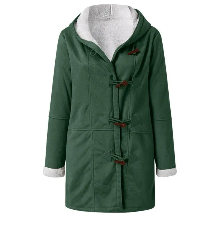 Winter Women's Sherpa Jacket Casual Trendy Warm Fleece Lined Pocket Overcoat Hooded Parka Toggle Buttons Coats Velvet Outerwear