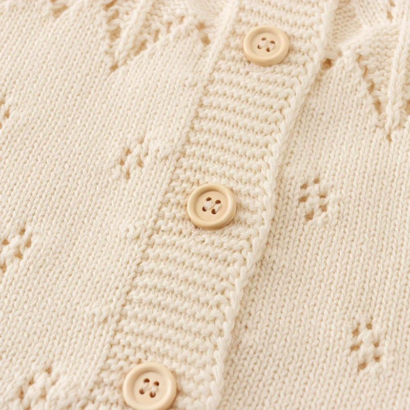 Winter Spring Newborn Baby Girls Knitting Cardigan Long Sleeved Solid Color Hollowed Out Toddler Baby Girls Sweater Coat