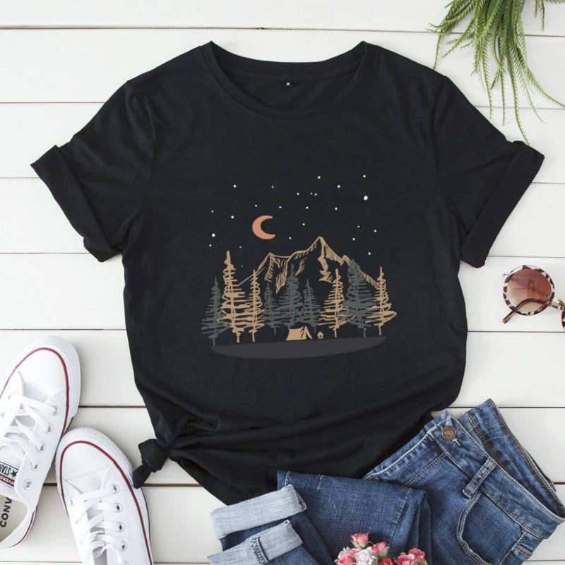 Oversized Women Tops 2024 Summer Woman Clothes Cotton T-shirt Female Short Sleeve Tees Women's Tshirt Graphic T Shirts