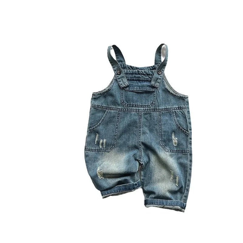 Spring New Boys Denim Overalls Girls Casual Jeans Fashion Kids Loose Strap Trousers Toddler Sleeveless Jumpsuit Children Clothes