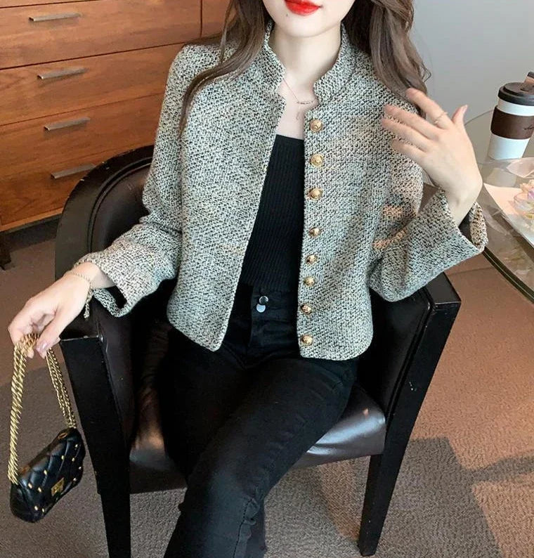 Ladies Jackets Plain Short Women's Tweed Wool & Blends Coat Half Novelty Medium New In High Quality Single Fashion 2025 Hot