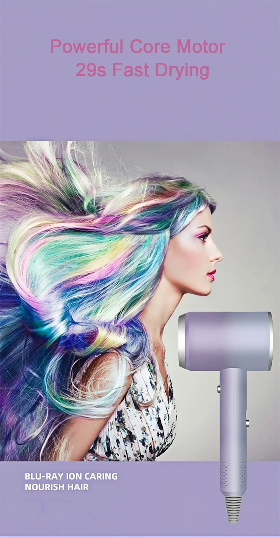 Hair Dryer 1200W Professional Powerful Hair Dryer Fast Heating Hot And Cold Adjustment Ionic Air Blow Dryer with Air Collecting