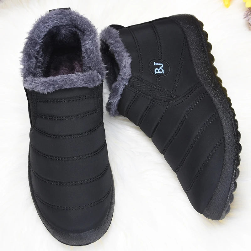 Fashion Winter Men Boots Non Slip Snow Boots with Fur Lightweight Keep Warm Mens Ankle Boots Flats Male Cotton Shoes Botas