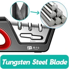 Four in One Kitchen Sharpener Restores Serrated Blade Knives and Scissors, Diamond Tungsten Steel Ceramics
