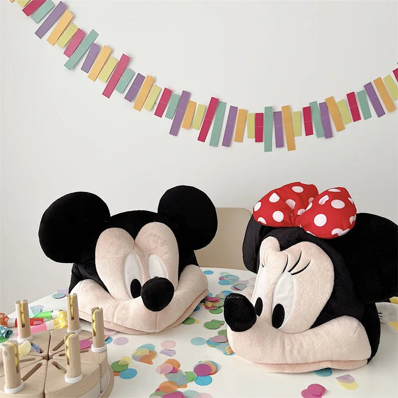 Disney Children's Cosplay Hat Cartoon Mickey Mouse Minnie Actor's Headgear Plush Hat Christmas Gift