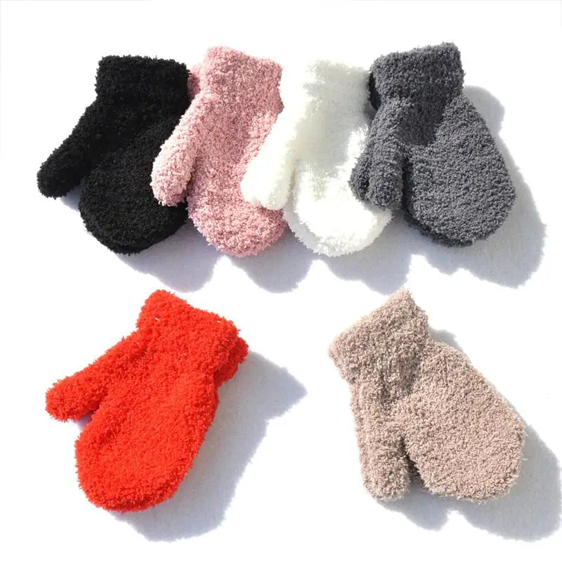 Winter Baby Gloves Warm Plush Kids Mitten for Girls Boys Soft Coral Fleece Full Finger Gloves Toddler Infant Accessories 1-4Y