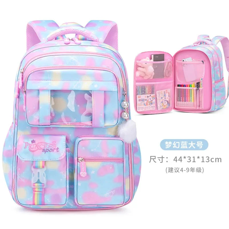 New Schoolbag Student Girls Children's Princess Refrigerator Door Backpack Spine Protector School Book Shoulder Bags cute