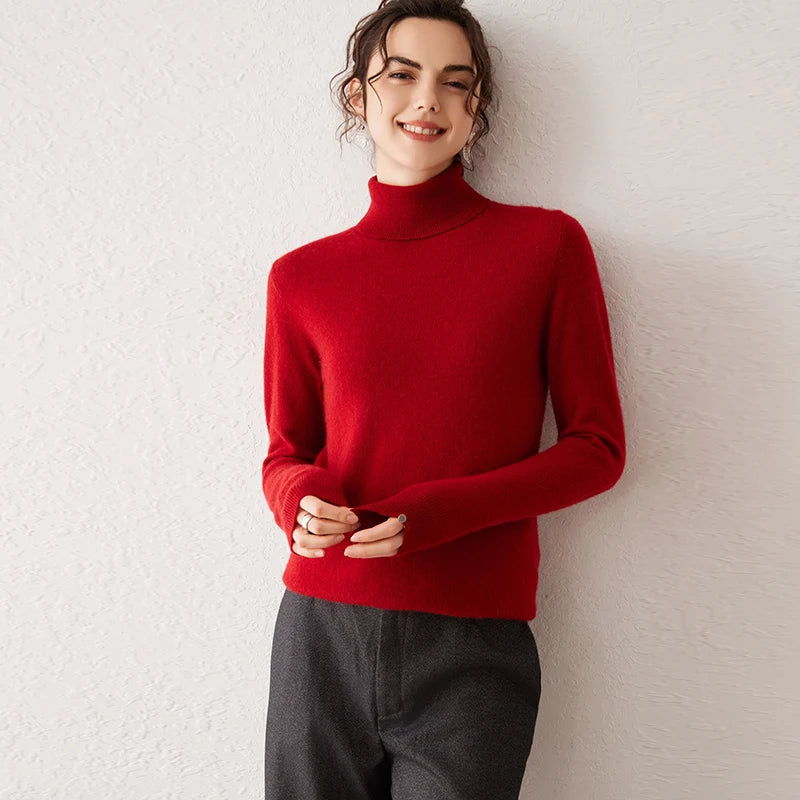 Ladies Sweater Cashmere Sweater Women Wool Turtleneck Knitwears 100% Cashmere Tops Long Sleeve Pullovers Jumpers Female Clothing