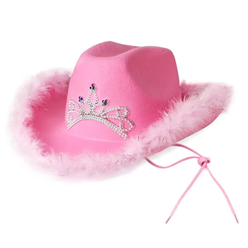 Accesorio de disfraz rosa a la moda, sombrero de vaquero para adultos, sombrero de Cosplay de Barbi, gorra de estrella para niñas y adolescentes, sombrero Barbiecore Unisex