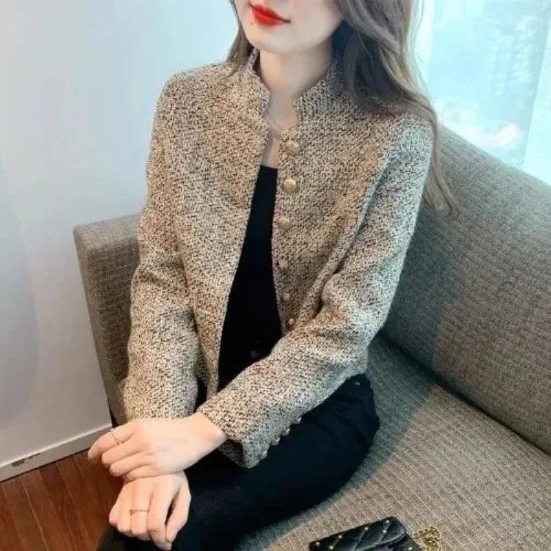 Ladies Jackets Plain Short Women's Tweed Wool & Blends Coat Half Novelty Medium New In High Quality Single Fashion 2025 Hot