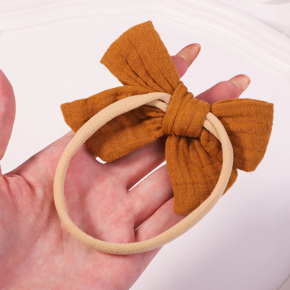 5 unids/set de diadema con lazo de algodón para bebé, banda elástica de nailon para niñas, diademas para niños, accesorios bonitos para el cabello, tocados para niños recién nacidos
