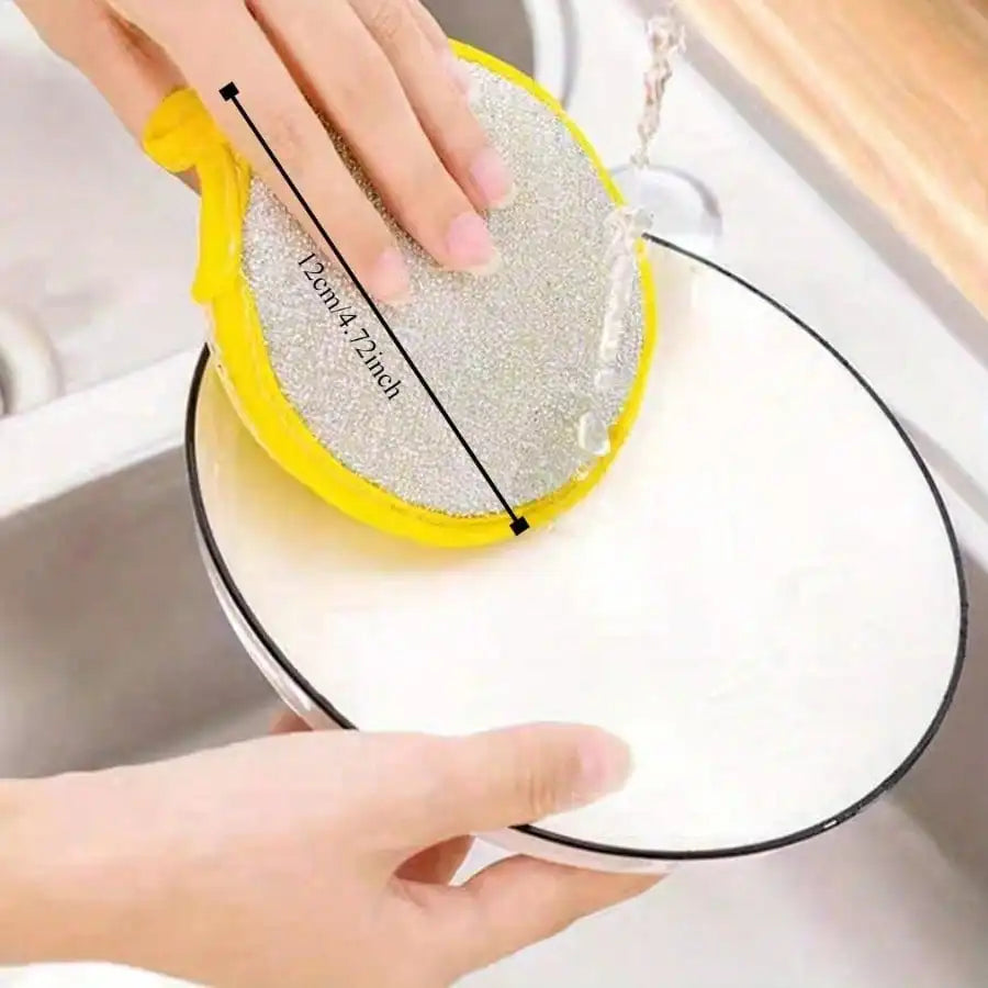 4/1pc Kitchen Cleaning Sponges And Scrubbing Brushes - Durable Washable Yellow Polyester Dishcloth With Textured Surface, Suitable For Sinks, Stoves, Cookware, Etc., Multi-Functional Cleaning Tools For Bedroom, Kitchen
