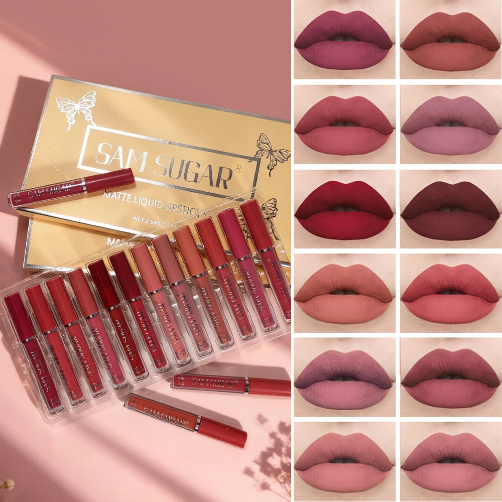 Velvet Matte Lip Kit, Waterproof, Smudge-Proof, Smooth Application, Long-Lasting Makeup Effect