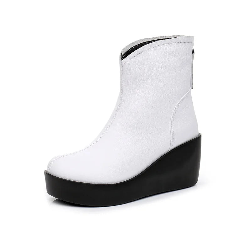 GKTINOO 2026 New Autumn Winter Women Shoes Woman Genuine Leather Wedges Snow Boots Height Increasing Short Women Boots Platform