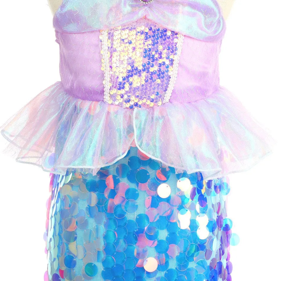 Disfraz Mermaid Christmas dressfor Girl Dress Ariel Costumes Children's Sequined Fishtail Party Clothes Deguisement Fille