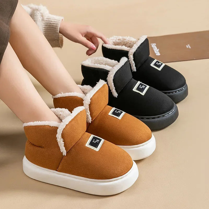 Fashion Winter Women Boots 2025 New Men Cotton Boots Outdoor Snow Boots for Female Soft Sole House Shoes Non-Slips Shoes