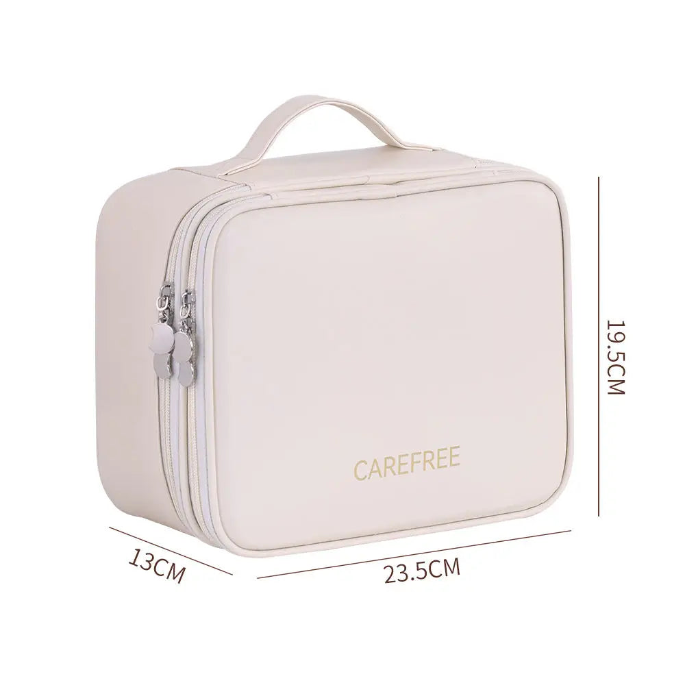 Multi-functional Cosmetic Bag Large-capacity Makeup Bag PU Double-layer Portable Travel Toiletry Pouch Women Makeup Storage Bag