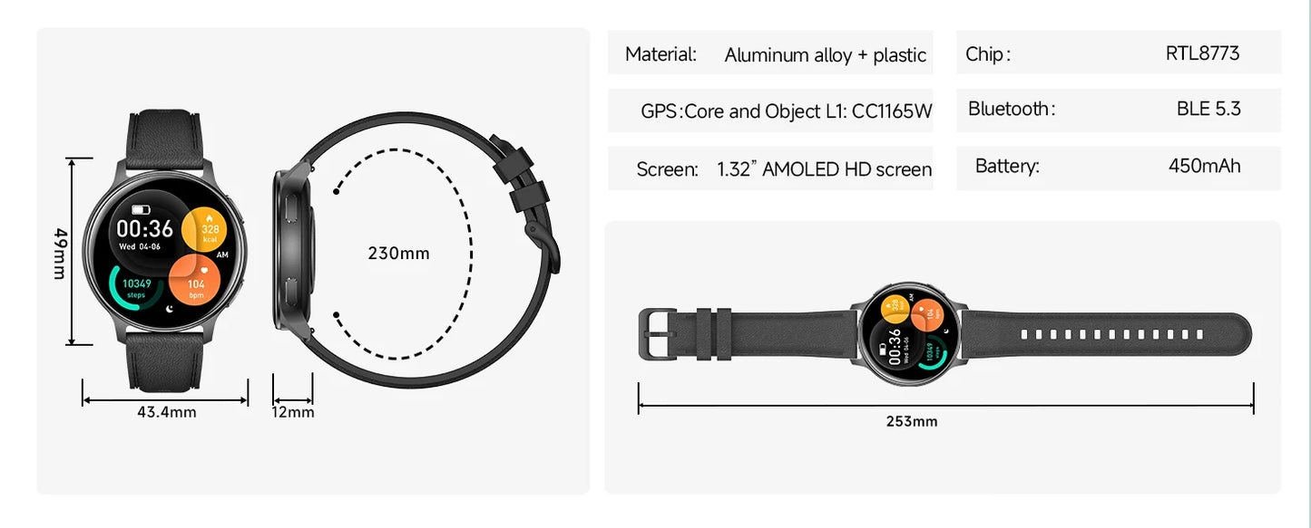 2026 New Smart Watch for Men 3ATM Waterproof 100+Sports Mode GPS Fitness Tracker Heart Rate SpO2 Wireless Call Smartwatch IOS