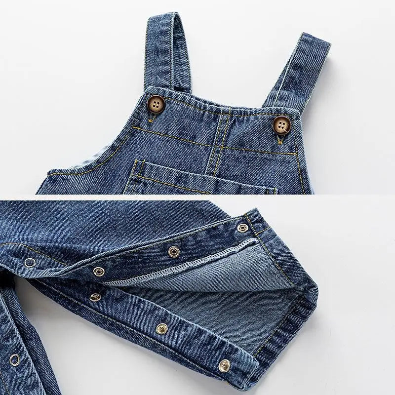 New Children Clothes Baby Girls Boys Overalls Solid Brief Style Toddler Denim Overol Jumpsuits