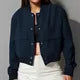 2026 Winter Women Elegant Jacket with Lapel Casual Single Breasted Pocket Long Sleeve Short Coat Street Overcoat Vintage Top