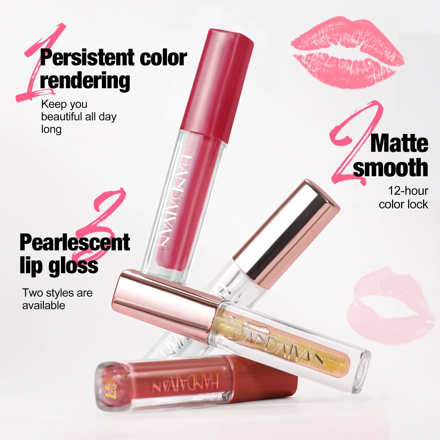 4pcs Velvet Lip gloss Set Liquid Lipstick Kit Easy Color Long Lasting Waterproof Lip Tint Oil Non-Stick Makeup Lip Glaze Set