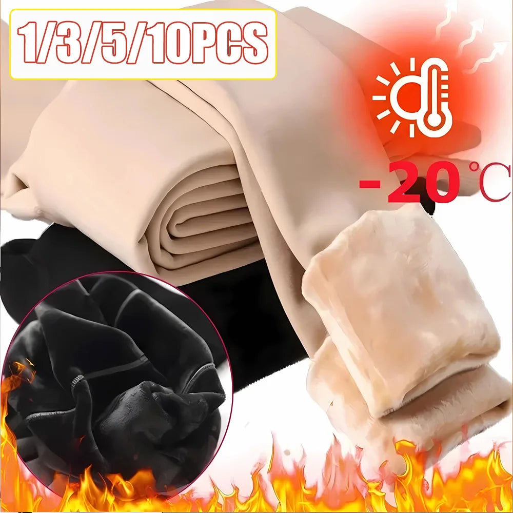 Women's Pearl Fleece Lined Leggings Winter Thermal Thickened Pants, All-in-One Warm Fleece Outerwear Bottoms