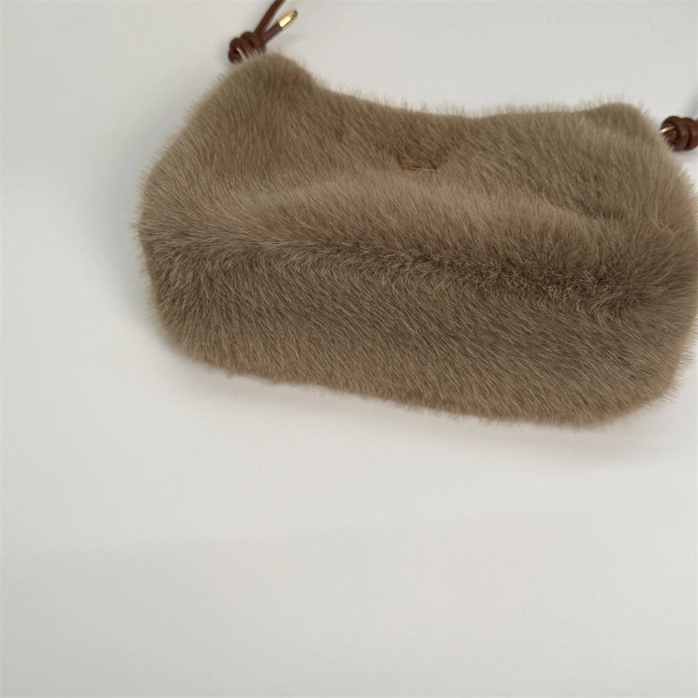 MOODS Soft Plush Crossbody Bags For Women 2025 Winter Warm Latest Luxury Designer Handbags Casual Street Shoulder Hobo Bag Lady