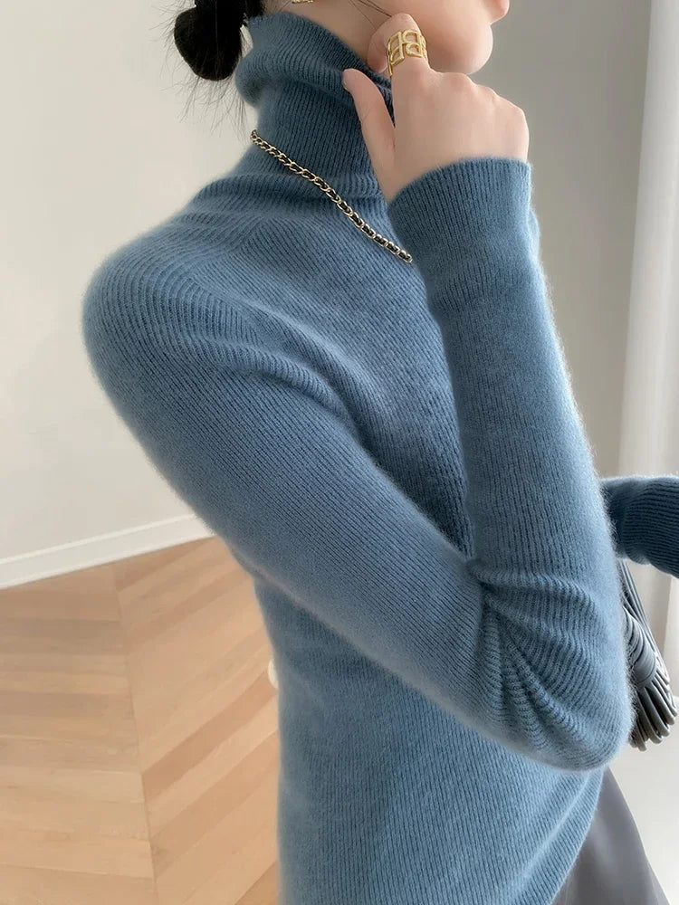 100% pure cashmere sweater women  sweater slim fit sweater versatile for autumn and winter knitted high neck cashmere