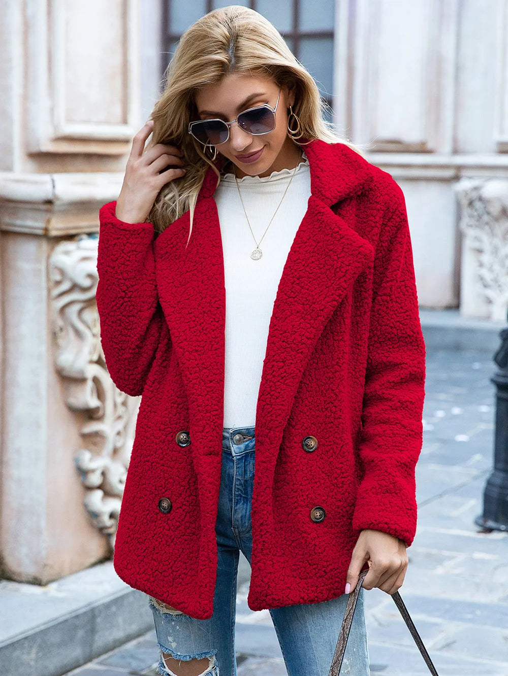 Elegant Faux Fur Cardigan Cashmere Women Coat Autumn Winter Warm Solid Women Jackets Plush Overcoat Casual Teddy Outerwear 22942