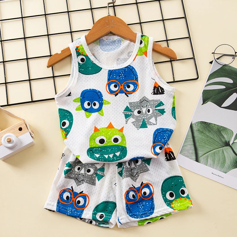 Children Pajamas for Girls Boys 1 to 2 3 4 5 6 7 8 9 Years Cotton Green Pink Toddler Girl Pijama Short Set Teen Boy Pyjama Suit