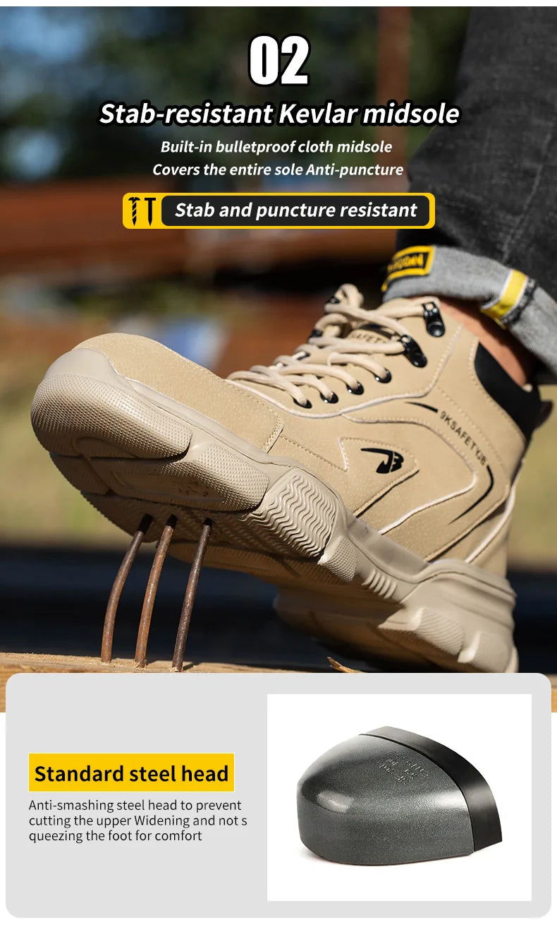 Winter Plush Work Boots For Men Ankle Anti-smash Anti-puncture Safety Shoes Steel Toe Protective Male Footwear Indestructible