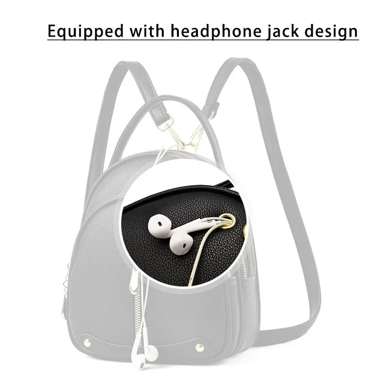 Women's Small Backpack, Light and Multifunctional, High Quality PU Handbag, One Shoulder Sling Student Handbag, Four Seasons