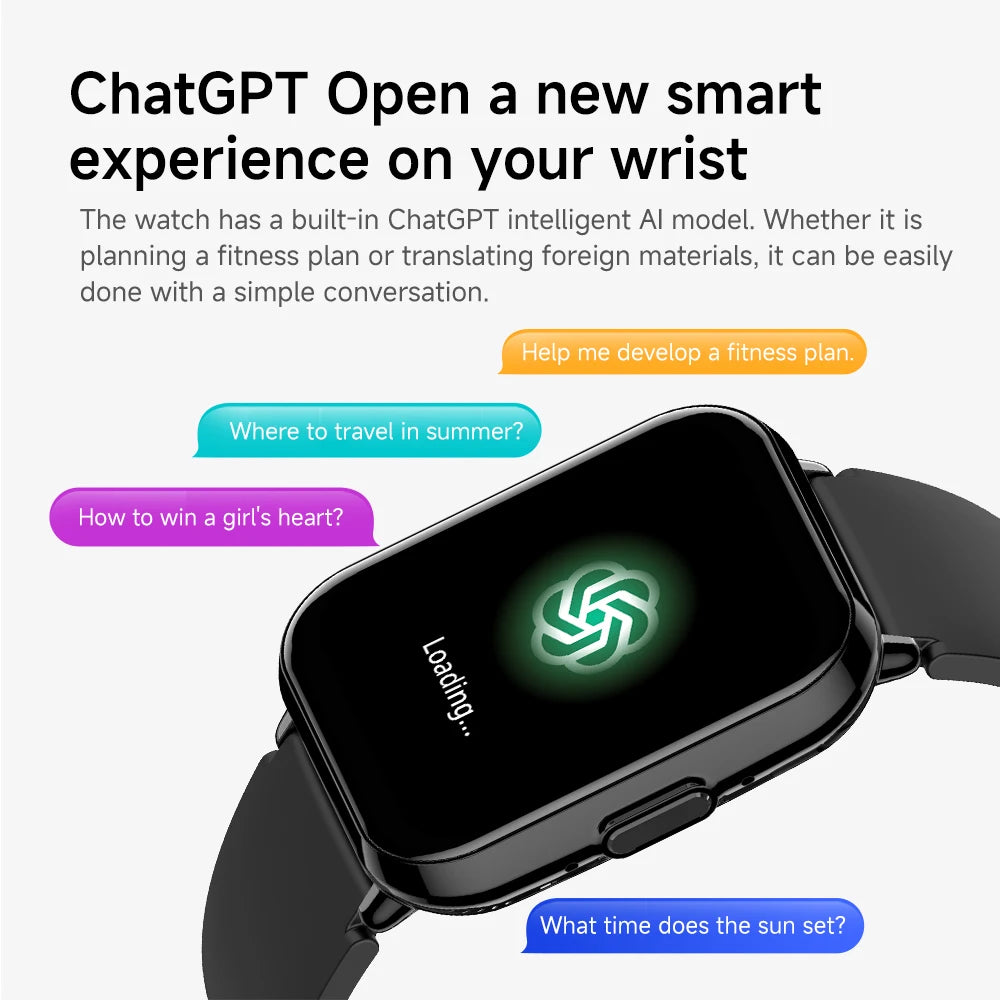 KUMI M2 Smart Watch 1.83" HD Screen ChatGPT 100+ AI Watch Faces 2ATM Bluetooth Calling 100+ Sports Modes Health Monitoring