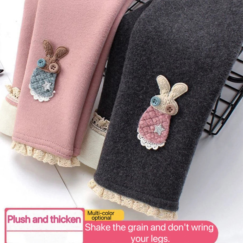 Girls Thermal Leggings Autumn Winter Kids Cute Rabbit Simplicity Tight Warm Trousers Baby Children Skinny Pants Casual Bottoms