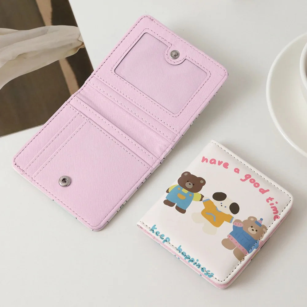 Cute Short Wallet Cartoon Coin Purse Girls PU Leather Money Bag Mini Portable Storage Bag Kawaii Card Holder