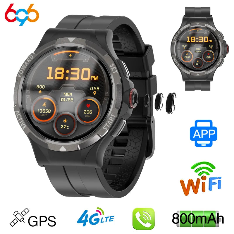 New 4G Video Call Men SIM Card Smart Watch GPS WIFI 120° Rotary Camera Bracelet 4GB RAM 64GB ROM Sports Heart Rate Smartwatch